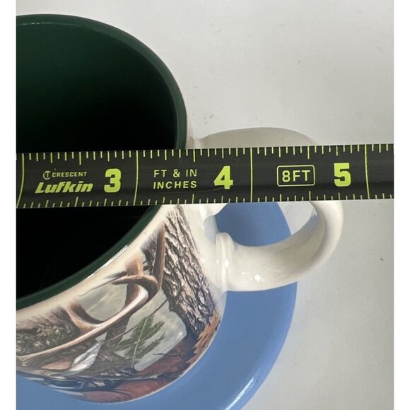 American Expedition Deer Forest Ceramic Coffee Mug 16 Oz Green Interior Hunting - Picture 9 of 9